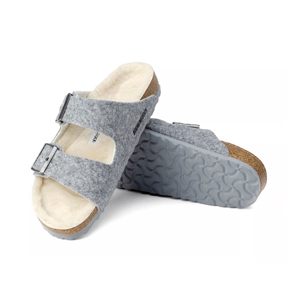 BIRKENSTOCK, Arizona Shearling-Lined Sandals, Felt, 40 Barrow (9-9.5), Used.
